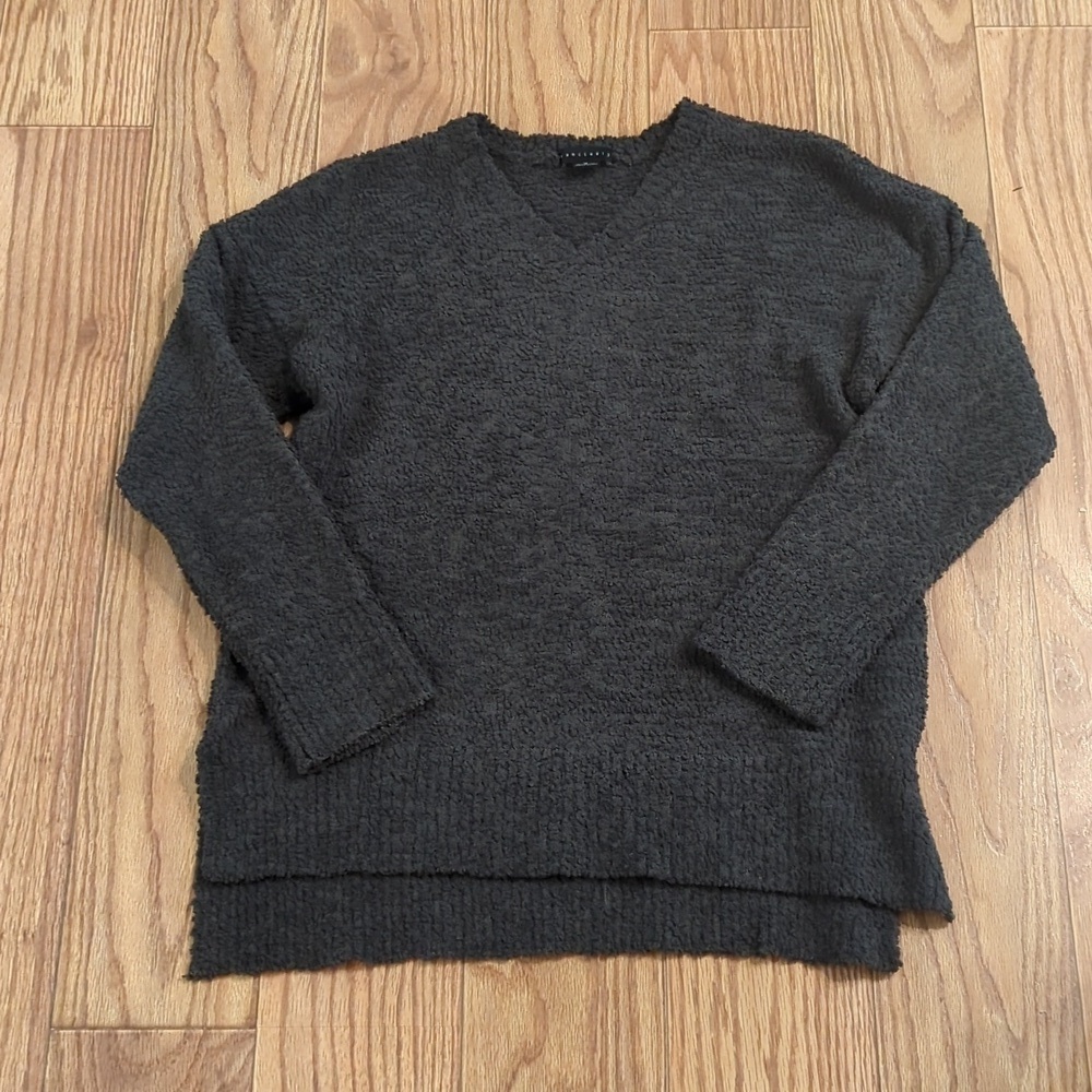 Sanctuary green sherpa v-neck sweater cozy comfy fall fashion size medium
